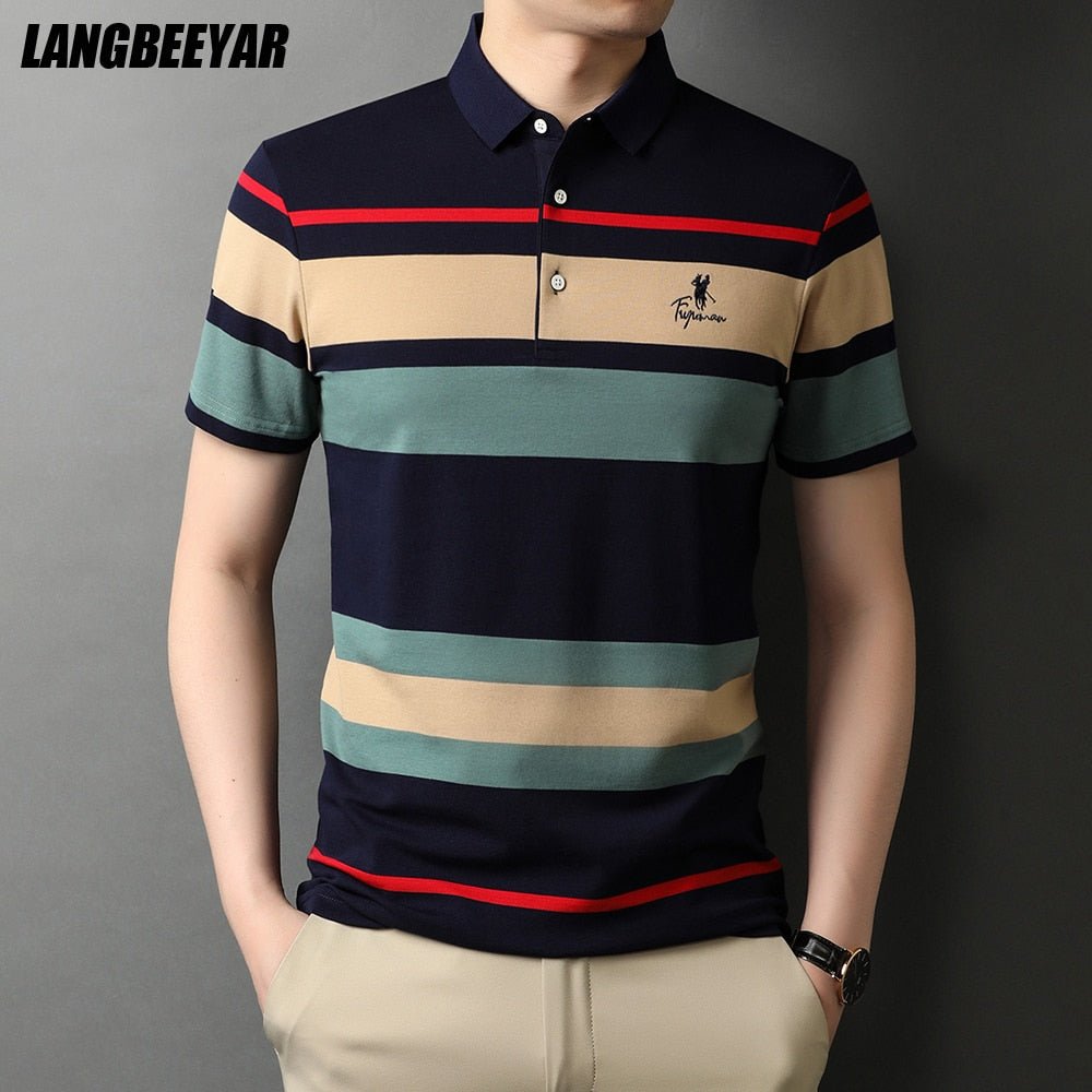 best Top Grade New Summer Brand Striped Embroidery Mens Designer Polo Shirts With Short Sleeve Casual Tops Fashions Men Clothing 2023 0 shop online at M2K Trends for
