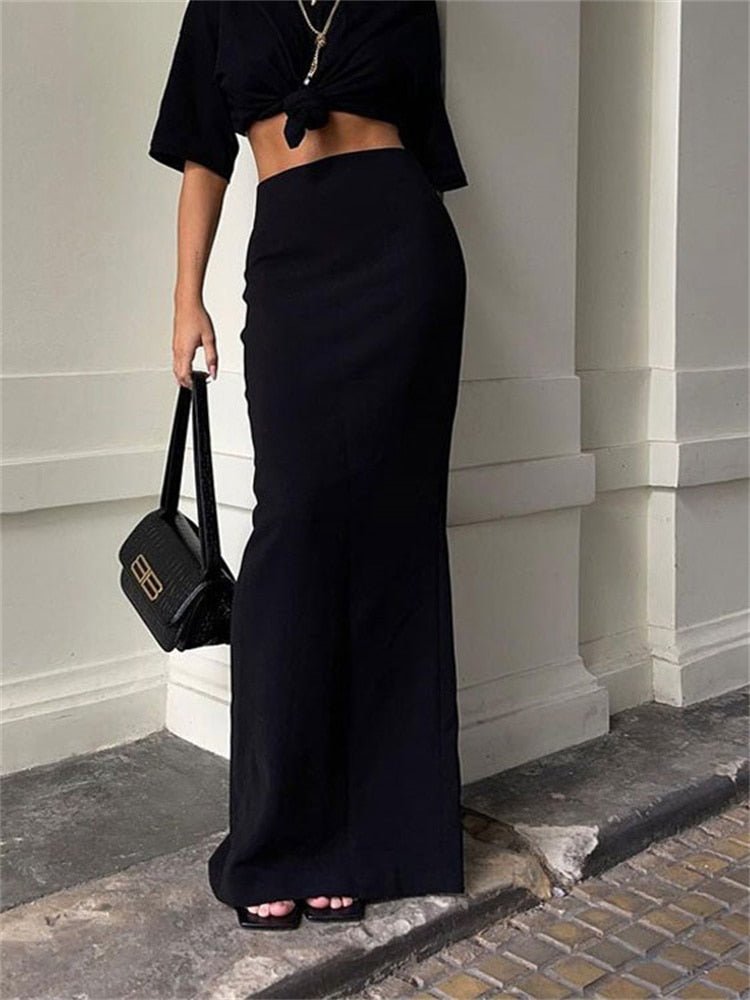 best Tossy Fashion For Women Black Long Skirts High Waist Slim Seamless Elegant Ladies Gown Casual Summer 2023 New Female Maxi Skirts 0 shop online at M2K Trends for