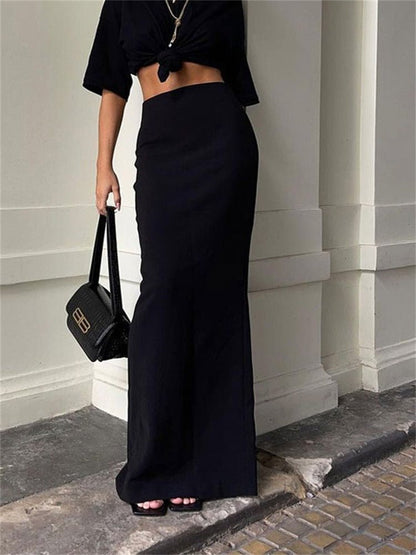 best Tossy Fashion For Women Black Long Skirts High Waist Slim Seamless Elegant Ladies Gown Casual Summer 2023 New Female Maxi Skirts 0 shop online at M2K Trends for