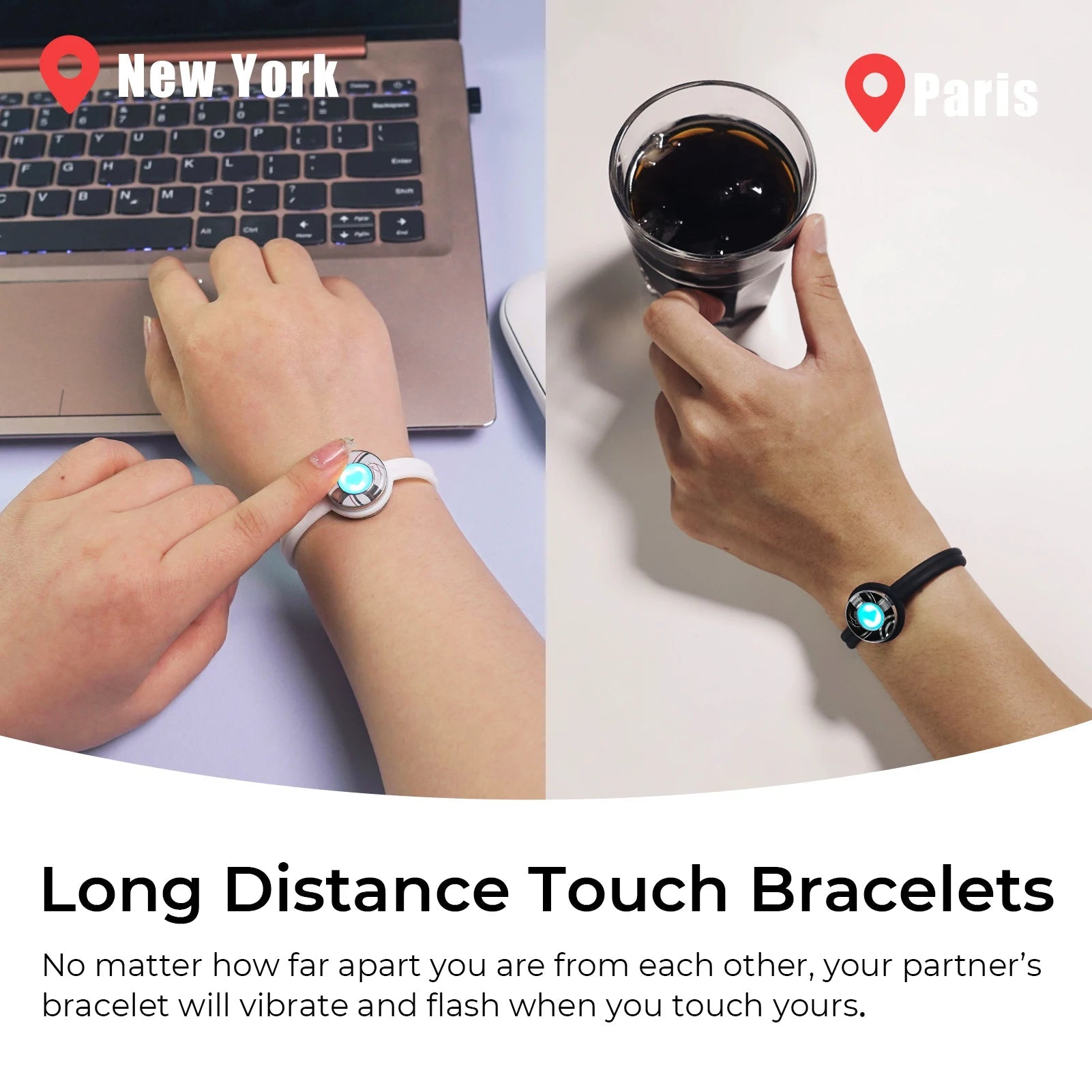 best totwoo Long Distance Touch Bracelets for Couples-Candy Series, Vibration & Light up for Love Couples Bracelets Relationship Gift shop online at M2K Trends for
