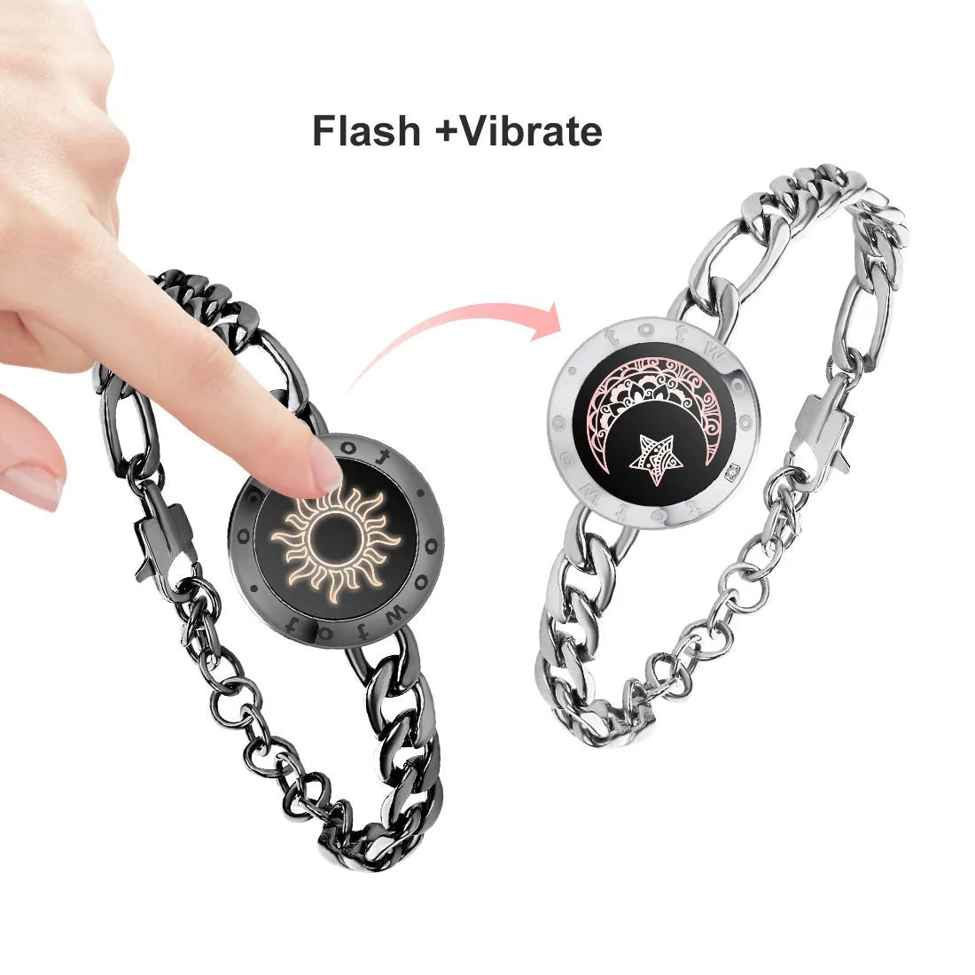 best TOTWOO Long Distance touch Light up&Vibrate Bracelets for Couples,Long Distance Relationship Gift for girlfriend sun and moon shop online at M2K Trends for