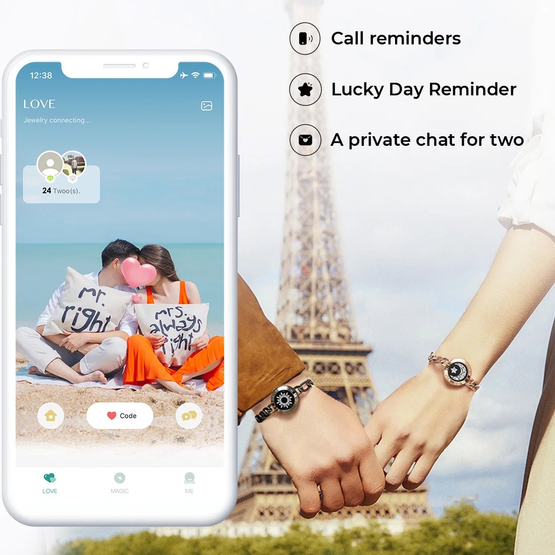 best TOTWOO Long Distance touch Light up&Vibrate Bracelets for Couples,Long Distance Relationship Gift for girlfriend sun and moon shop online at M2K Trends for