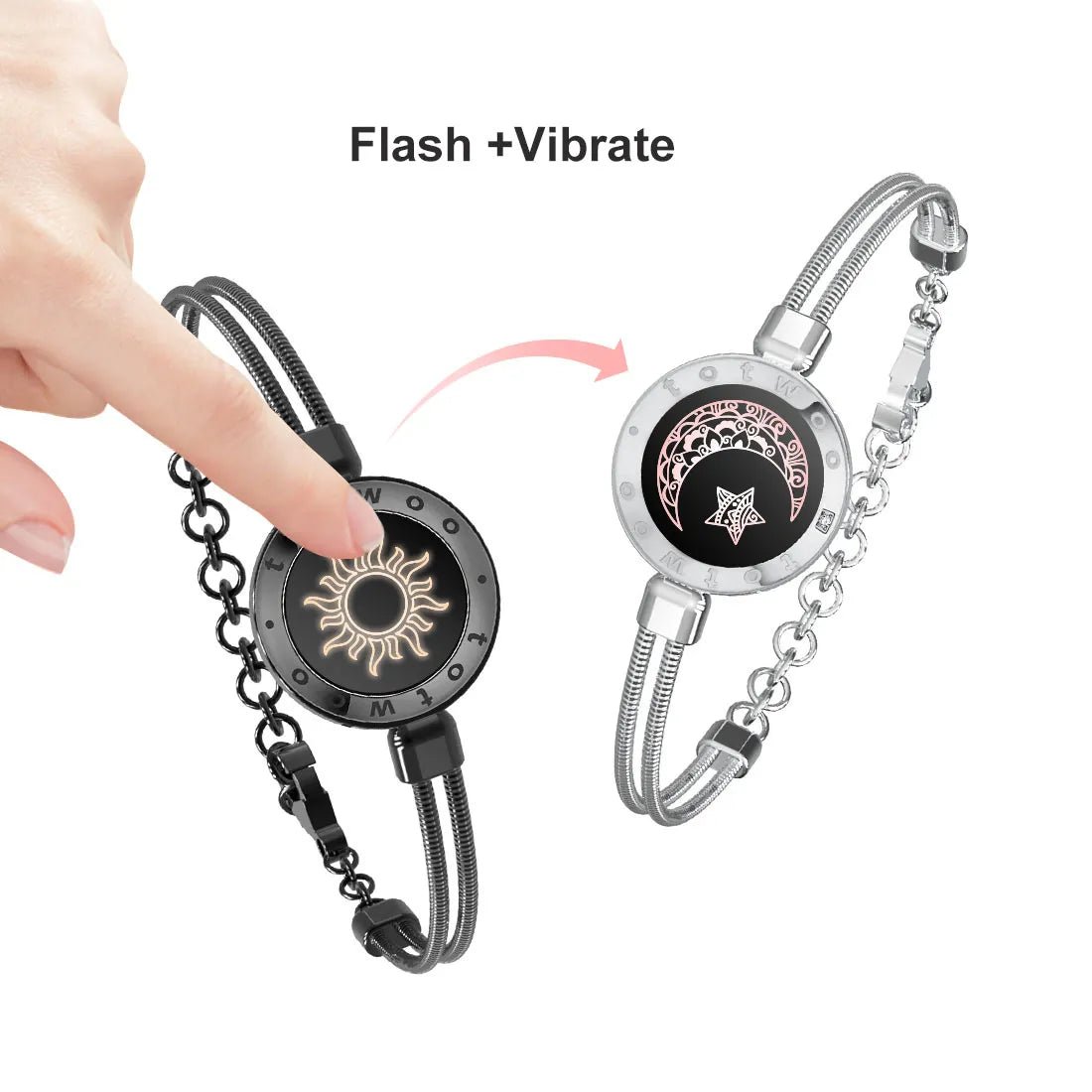 best TOTWOO Long Distance touch Light up&Vibrate Bracelets for Couples,Long Distance Relationship Gift for girlfriend sun and moon shop online at M2K Trends for