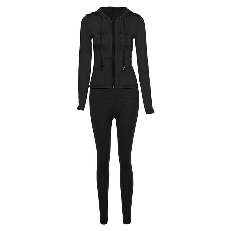 best Tracksuit Women 2 Piece Set Fitness Plain Color Zipper Up Hoodies Skinny Leggings Sporty Sweatpants Matching Outfits Activewear 0 shop online at M2K Trends for