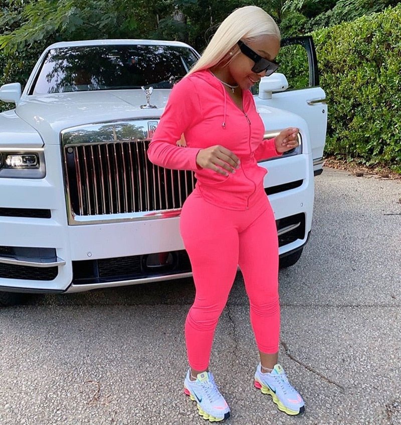 best Tracksuit Women 2 Piece Set Fitness Plain Color Zipper Up Hoodies Skinny Leggings Sporty Sweatpants Matching Outfits Activewear 0 shop online at M2K Trends for