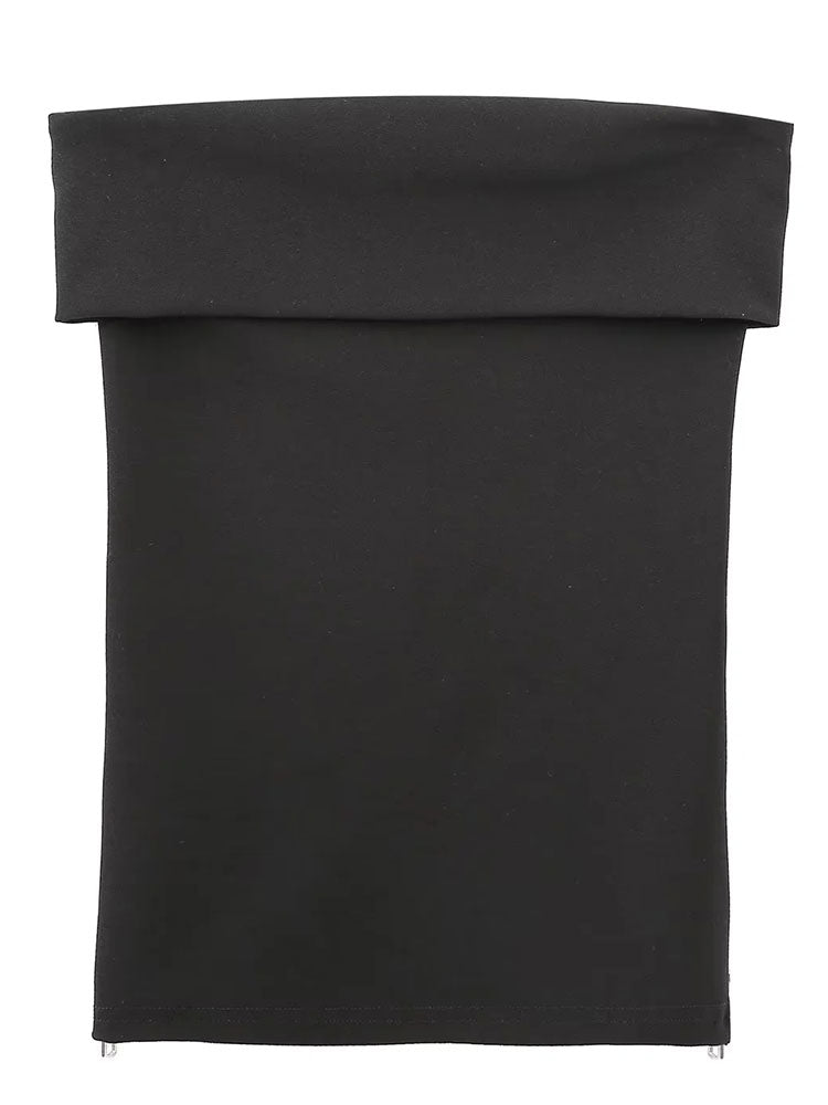 best TRAFZA 2023 Women's Strapless Tube Corset Side Zipper Tops Solid Vintage Off Shoulder Lady Sexy Slim Backless Bustiers Tops 0 shop online at M2K Trends for