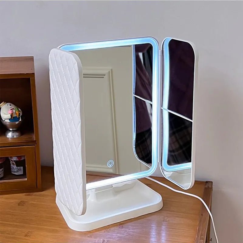 best Trifold Makeup Mirror LED Lights Dorm Dressing Mirror Beauty Light up your fill light with Smart Complementary Makeup Mirror Tri make up mirror shop online at M2K Trends for