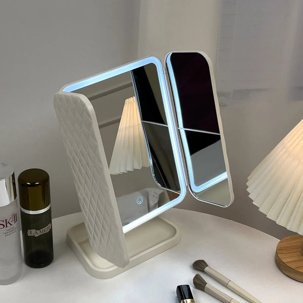 best Trifold Makeup Mirror LED Lights Dorm Dressing Mirror Beauty Light up your fill light with Smart Complementary Makeup Mirror Tri make up mirror shop online at M2K Trends for