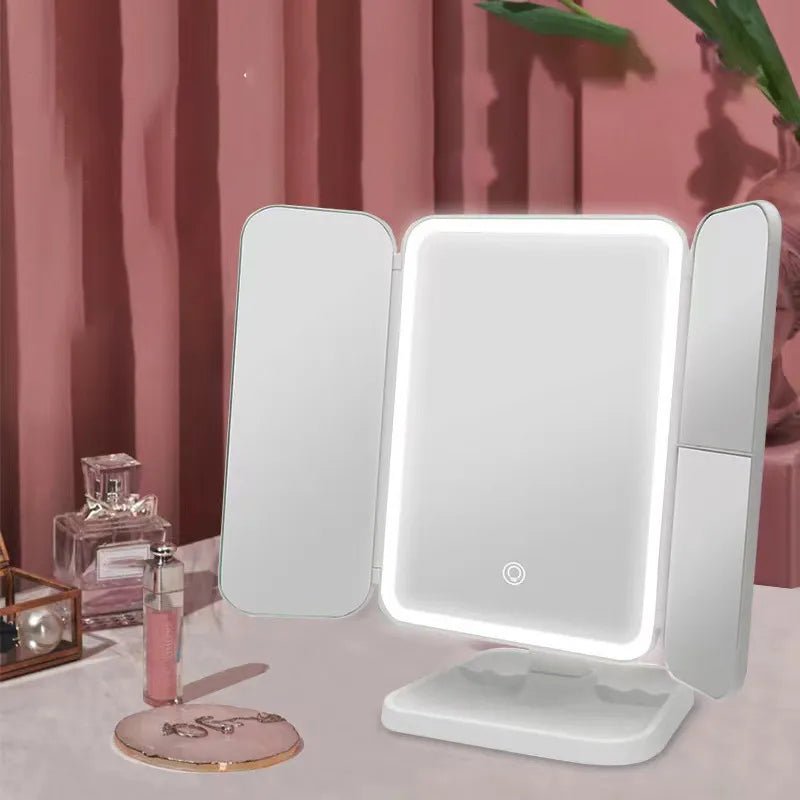 best Trifold Makeup Mirror LED Lights Dorm Dressing Mirror Beauty Light up your fill light with Smart Complementary Makeup Mirror Tri make up mirror shop online at M2K Trends for