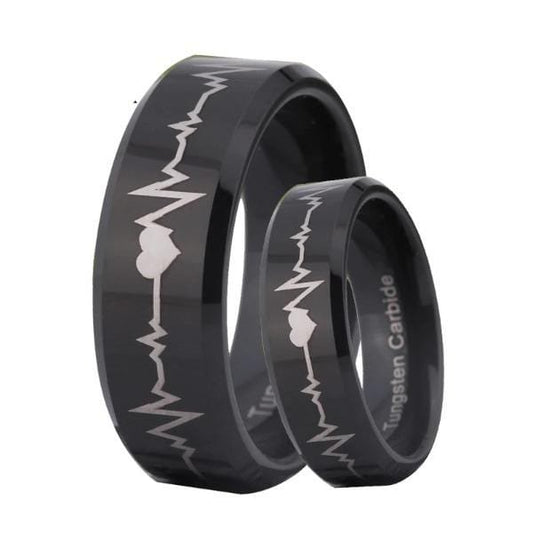 best Tungsten 8mm Heartbeat Wedding Rings shop online at M2K Trends for sport rings