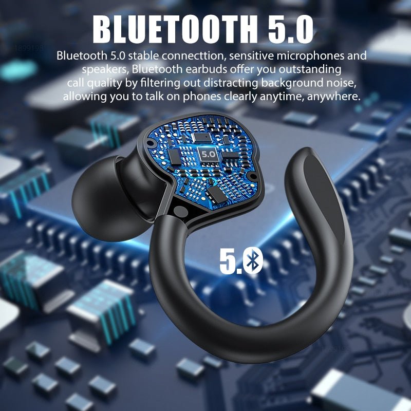 best TWS Bluetooth Earphones With Microphones Sport Ear Hook LED Display Wireless Headphones HiFi Stereo Earbuds Waterproof Headsets Accessories shop online at M2K Trends for