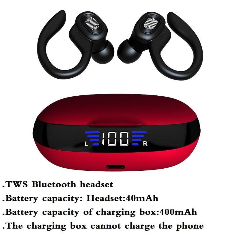 best TWS Bluetooth Earphones With Microphones Sport Ear Hook LED Display Wireless Headphones HiFi Stereo Earbuds Waterproof Headsets Accessories shop online at M2K Trends for