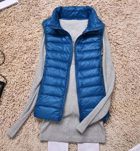 best Ultra Light Slim Down Coat Women Winter Stand Collar Thin Jacket Windproof Padded Waistcoat Sleeveless Portable Duck Down Vest shop online at M2K Trends for