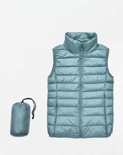 best Ultra Light Slim Down Coat Women Winter Stand Collar Thin Jacket Windproof Padded Waistcoat Sleeveless Portable Duck Down Vest shop online at M2K Trends for