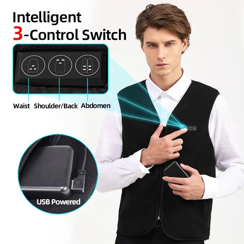 best Usb Heated Vest Men Women Rechargeable Warming Self Heating Vest Fleece Electric Heated Jacket Clothing Thermal Waistcoat shop online at M2K Trends for