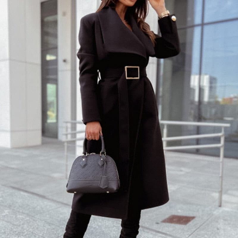 best V Neck Long Sleeve Chic Outerwear Ladies Drop Shoulder Overcoat Jackets & Coats shop online at M2K Trends for Jackets & Coats