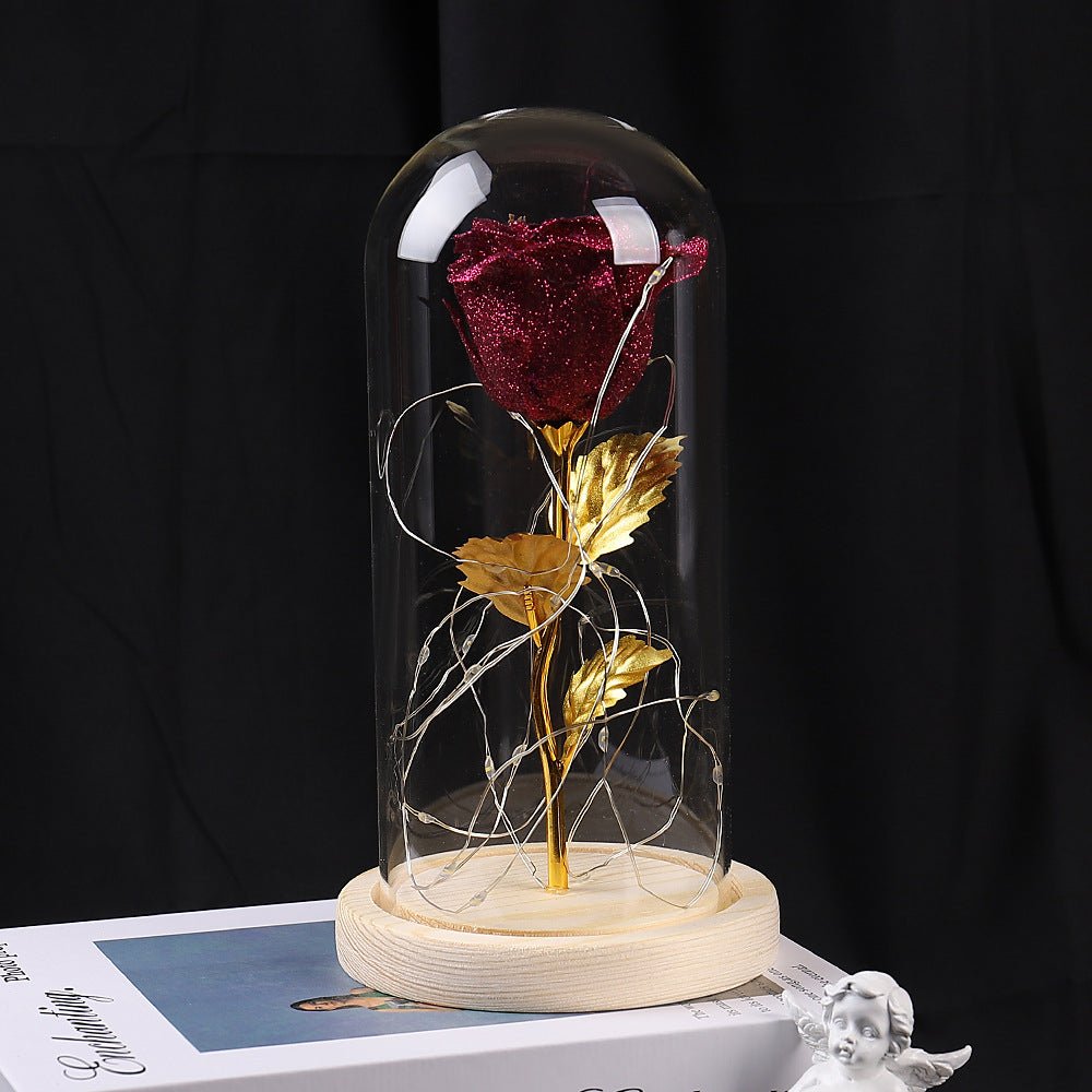 best Valentines Day Gift For Girlfriend Eternal Rose Flowers LED Light In Glass Cover Day Wedding Decoration Favors Mother Day Female Gift Gift 0 shop online at M2K Trends for