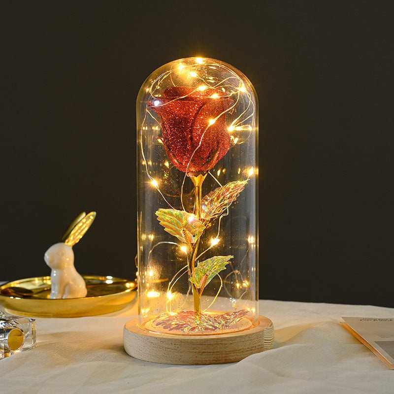 best Valentines Day Gift For Girlfriend Eternal Rose Flowers LED Light In Glass Cover Day Wedding Decoration Favors Mother Day Female Gift Gift 0 shop online at M2K Trends for