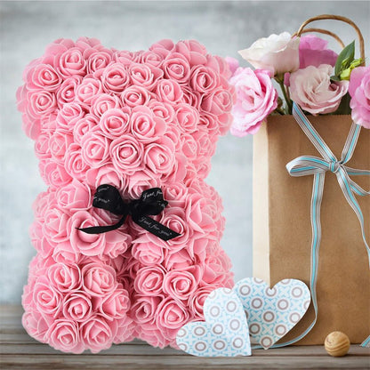 best Valentine's Day Gift Rose Bear Eternal Flower Rose Teddy Bear PE Foam Bear 25cm Valentines Day Other shop online at M2K Trends for gift