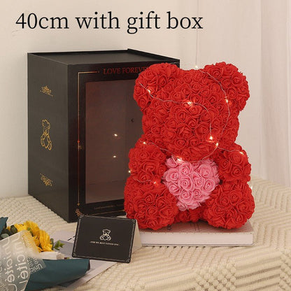 best Valentine's Day Gift Rose Bear Eternal Flower Rose Teddy Bear PE Foam Bear 25cm Valentines Day Other shop online at M2K Trends for gift