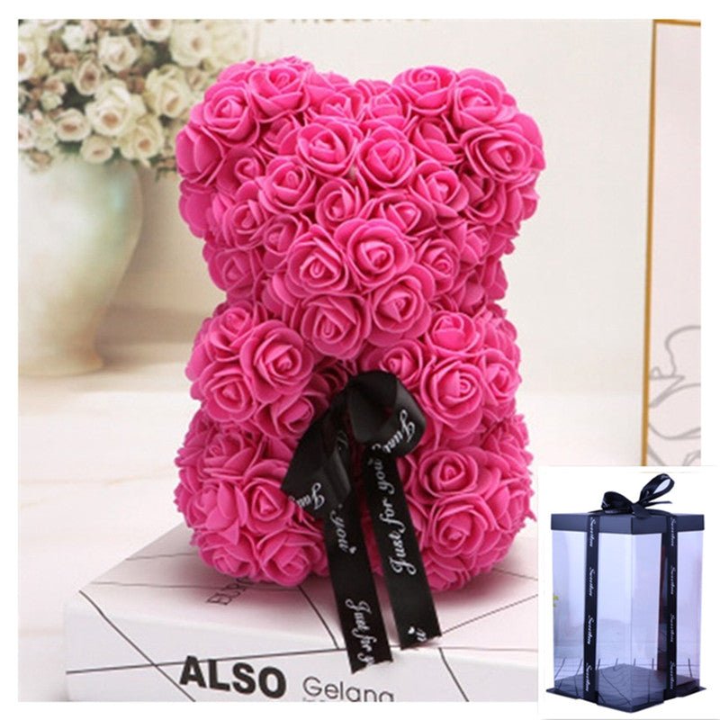 best Valentine's Day Gift Rose Bear Eternal Flower Rose Teddy Bear PE Foam Bear 25cm Valentines Day Other shop online at M2K Trends for gift