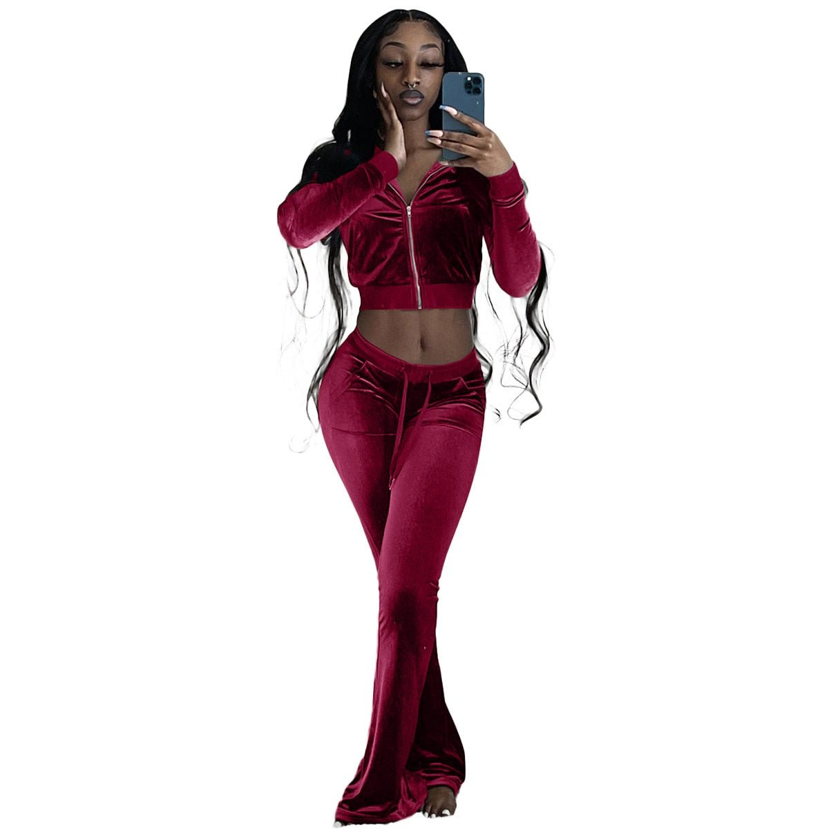 best Velvet Tracksuit Women Set Casual Sport Jogging Two Piece Set Zip Sporty Jacket Top+Pants Brief Sets Streetwear Matching Outfits 0 shop online at M2K Trends for