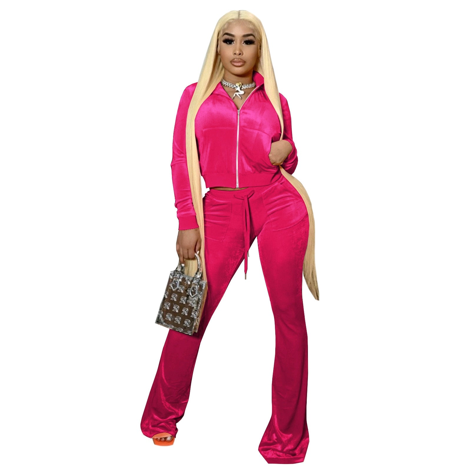 best Velvet Tracksuit Women Set Casual Sport Jogging Two Piece Set Zip Sporty Jacket Top+Pants Brief Sets Streetwear Matching Outfits 0 shop online at M2K Trends for