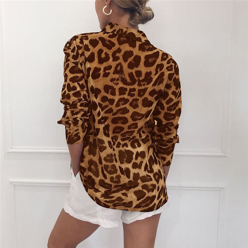 best Vintage Blouse Long Sleeve Leopard Print Blouse Turn Down Collar Office Shirt Tunic Casual Loose Tops Plus Size tops shop online at M2K Trends for