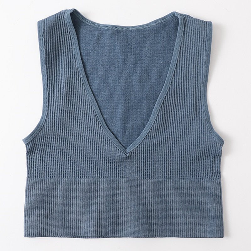 best Vintage Crop Tops Women Seamless Underwear Sexy Lingerie Female Tanks Harajuku Deep V Neck Summer Crop Top Sports Camisole 0 shop online at M2K Trends for