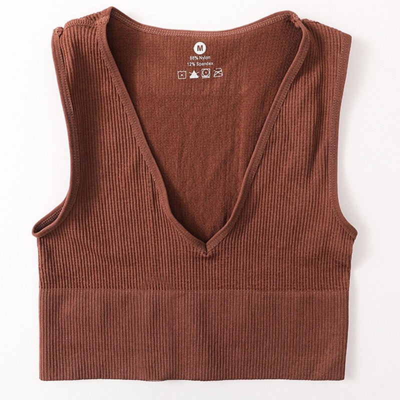 best Vintage Crop Tops Women Seamless Underwear Sexy Lingerie Female Tanks Harajuku Deep V Neck Summer Crop Top Sports Camisole 0 shop online at M2K Trends for