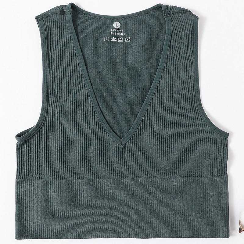 best Vintage Crop Tops Women Seamless Underwear Sexy Lingerie Female Tanks Harajuku Deep V Neck Summer Crop Top Sports Camisole 0 shop online at M2K Trends for
