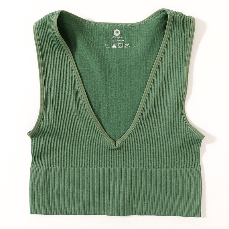 best Vintage Crop Tops Women Seamless Underwear Sexy Lingerie Female Tanks Harajuku Deep V Neck Summer Crop Top Sports Camisole 0 shop online at M2K Trends for