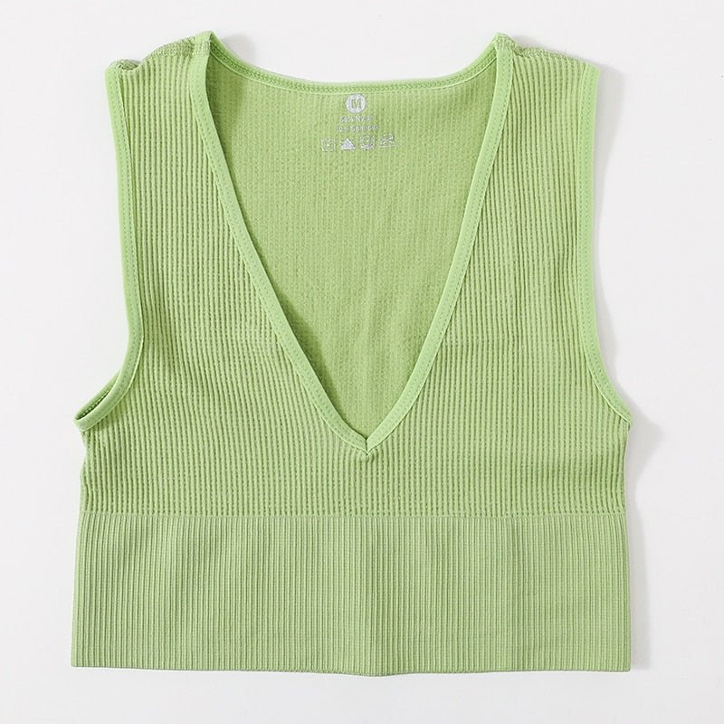best Vintage Crop Tops Women Seamless Underwear Sexy Lingerie Female Tanks Harajuku Deep V Neck Summer Crop Top Sports Camisole 0 shop online at M2K Trends for
