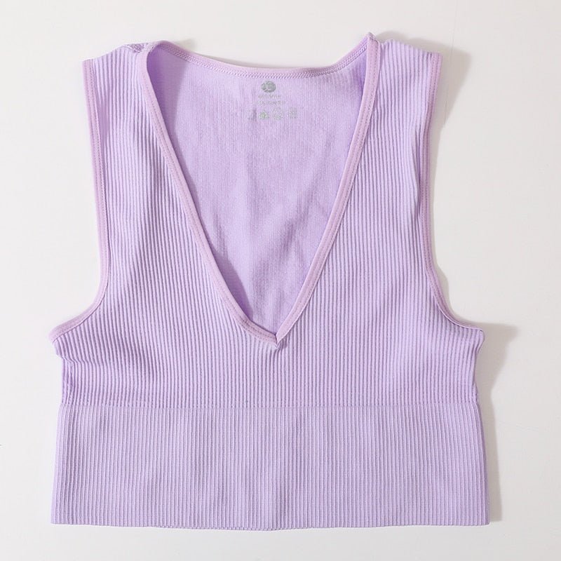 best Vintage Crop Tops Women Seamless Underwear Sexy Lingerie Female Tanks Harajuku Deep V Neck Summer Crop Top Sports Camisole 0 shop online at M2K Trends for