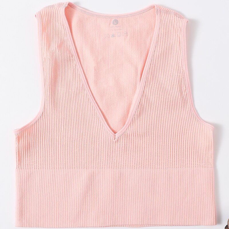 best Vintage Crop Tops Women Seamless Underwear Sexy Lingerie Female Tanks Harajuku Deep V Neck Summer Crop Top Sports Camisole 0 shop online at M2K Trends for
