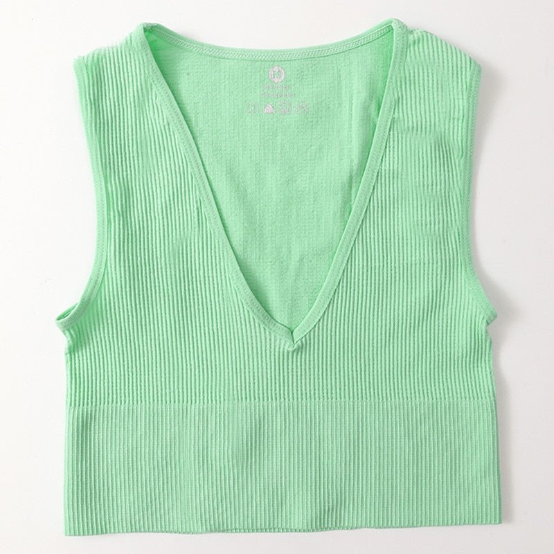 best Vintage Crop Tops Women Seamless Underwear Sexy Lingerie Female Tanks Harajuku Deep V Neck Summer Crop Top Sports Camisole 0 shop online at M2K Trends for