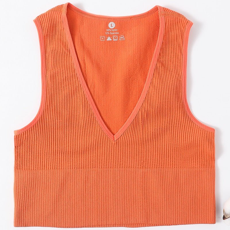 best Vintage Crop Tops Women Seamless Underwear Sexy Lingerie Female Tanks Harajuku Deep V Neck Summer Crop Top Sports Camisole 0 shop online at M2K Trends for