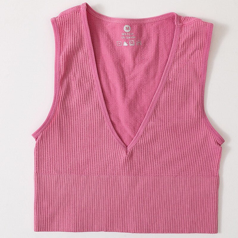 best Vintage Crop Tops Women Seamless Underwear Sexy Lingerie Female Tanks Harajuku Deep V Neck Summer Crop Top Sports Camisole 0 shop online at M2K Trends for