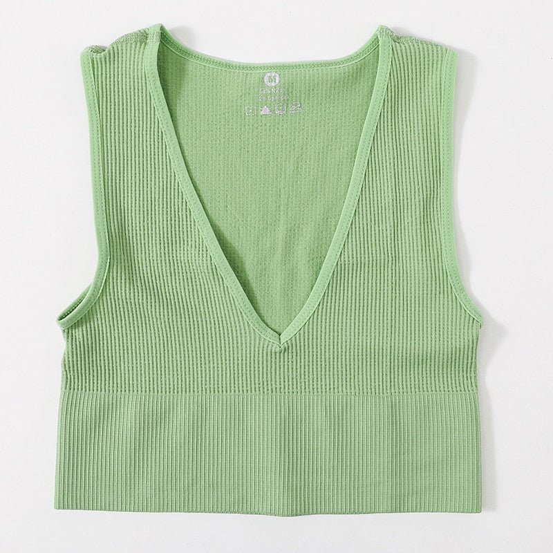 best Vintage Crop Tops Women Seamless Underwear Sexy Lingerie Female Tanks Harajuku Deep V Neck Summer Crop Top Sports Camisole 0 shop online at M2K Trends for