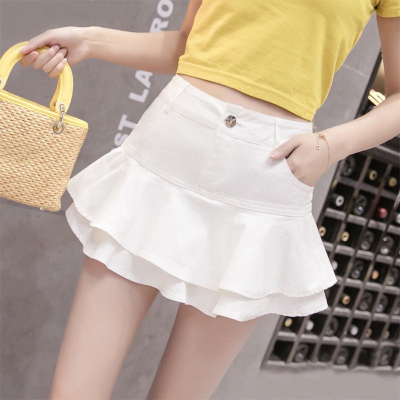 best Vintage Denim Mini Skirts Women Summer Sexy Solid Colour Ball Gown Skirts Jeans Female Casual Pocket Slim A-line Mini Skirts 0 shop online at M2K Trends for