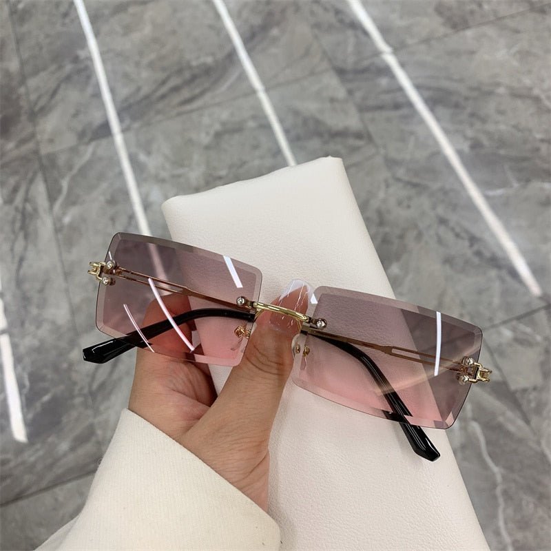 best Vintage Fashion 2021 New Sunglasses Rimless Frameless Rectangle Shades Gradient UV400 Summer Traveling Sun Glasses for Women 0 shop online at M2K Trends for