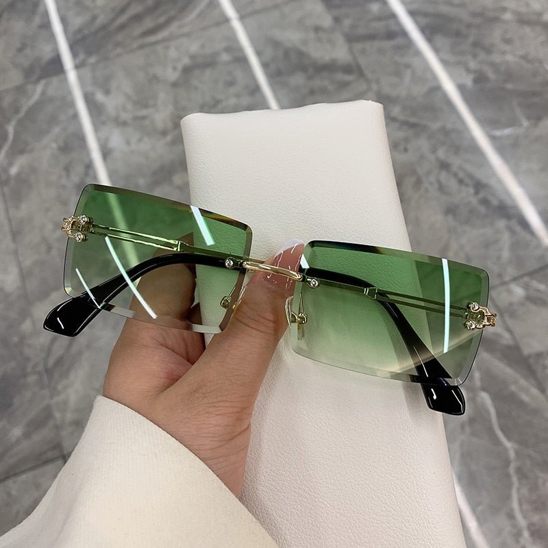 best Vintage Fashion 2021 New Sunglasses Rimless Frameless Rectangle Shades Gradient UV400 Summer Traveling Sun Glasses for Women 0 shop online at M2K Trends for