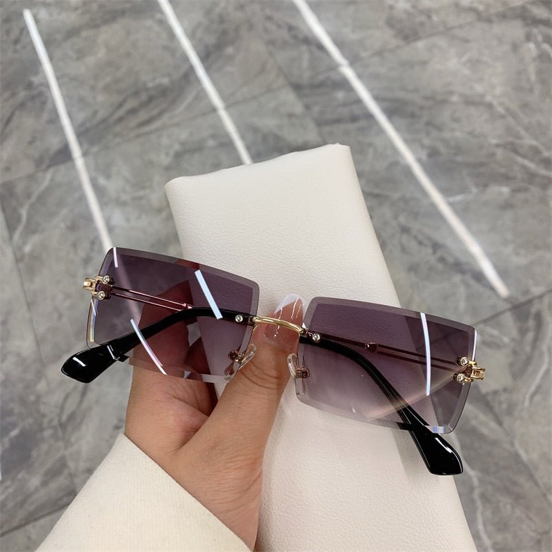 best Vintage Fashion 2021 New Sunglasses Rimless Frameless Rectangle Shades Gradient UV400 Summer Traveling Sun Glasses for Women 0 shop online at M2K Trends for