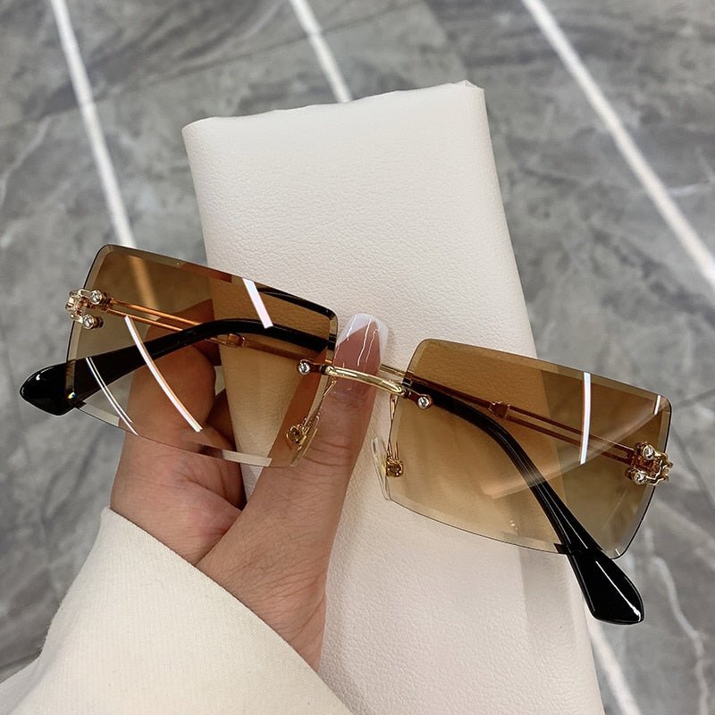 best Vintage Fashion 2021 New Sunglasses Rimless Frameless Rectangle Shades Gradient UV400 Summer Traveling Sun Glasses for Women 0 shop online at M2K Trends for