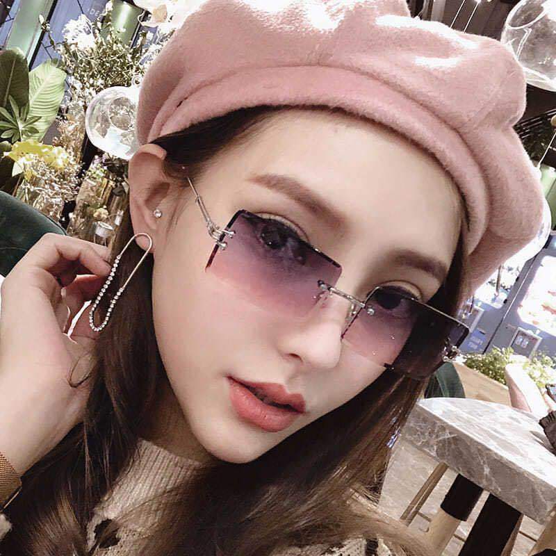 best Vintage Fashion 2021 New Sunglasses Rimless Frameless Rectangle Shades Gradient UV400 Summer Traveling Sun Glasses for Women 0 shop online at M2K Trends for