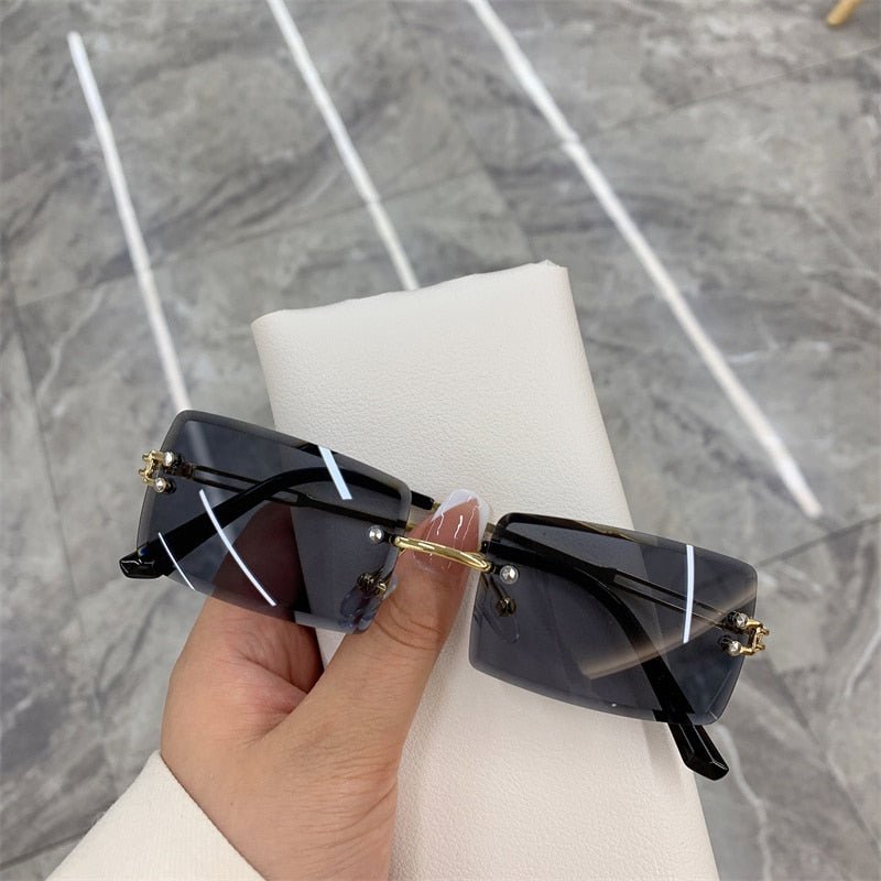 best Vintage Fashion 2021 New Sunglasses Rimless Frameless Rectangle Shades Gradient UV400 Summer Traveling Sun Glasses for Women 0 shop online at M2K Trends for