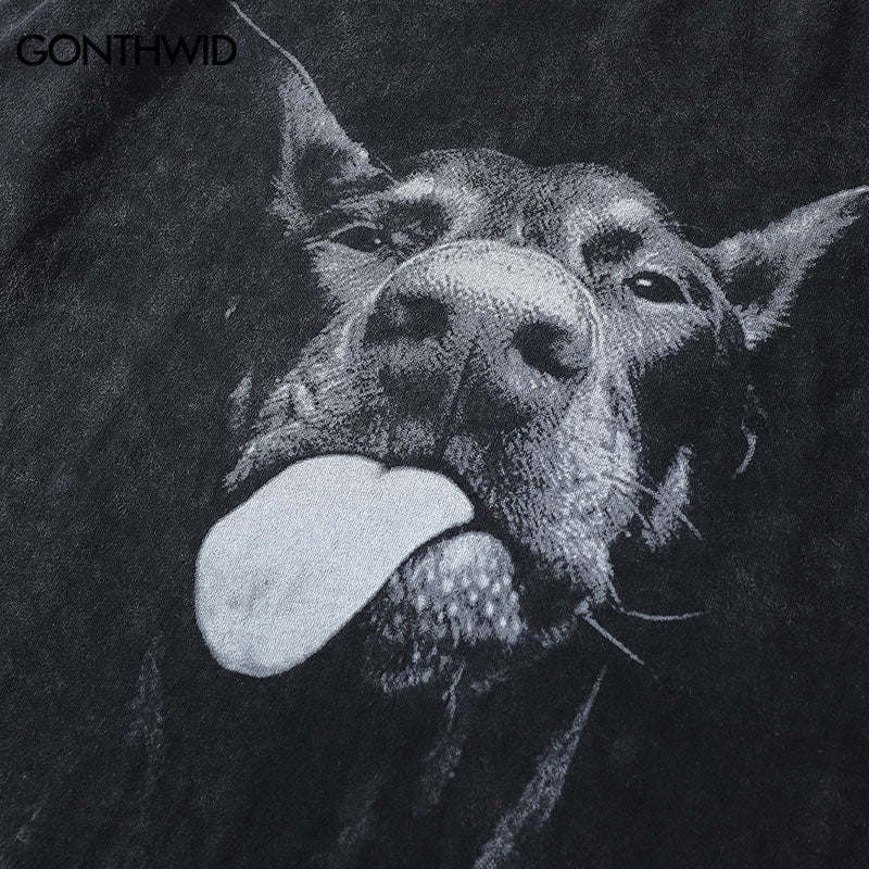 best Vintage Oversize T-Shirt Y2K Hip Hop Dobermann Dog Animal Graphic Print Washed Streetwear Tshirt 2023 Harajuku Fashion Loose Top 0 shop online at M2K Trends for