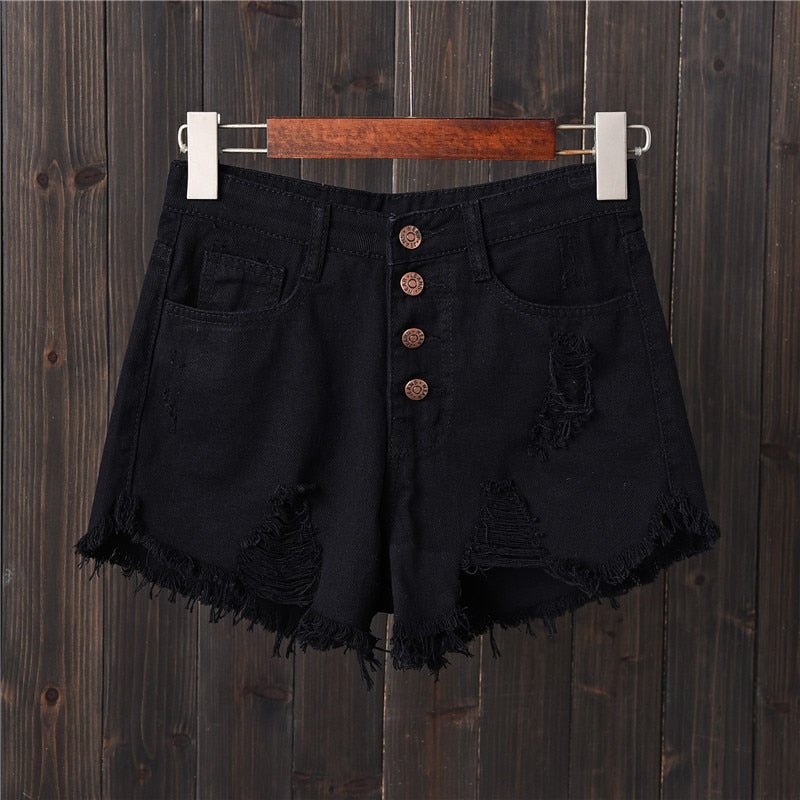 best Vintage Ripped Hole Fringe 5 Colors Denim Shorts Women Casual Korean Jeans Shorts 2022 Summer Girl Hot Shorts 0 shop online at M2K Trends for