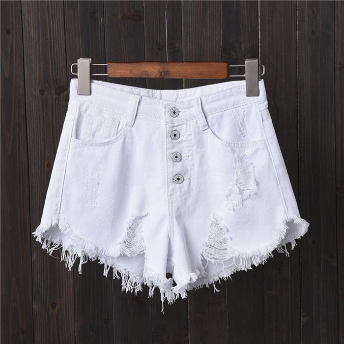 best Vintage Ripped Hole Fringe 5 Colors Denim Shorts Women Casual Korean Jeans Shorts 2022 Summer Girl Hot Shorts 0 shop online at M2K Trends for