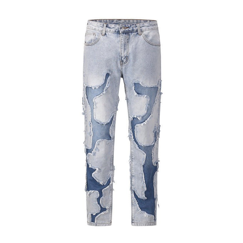 best Vintage Street Doctored Foot Patchwork Worn Jeans 0 shop online at M2K Trends for